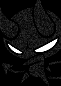 a small stylized demon character