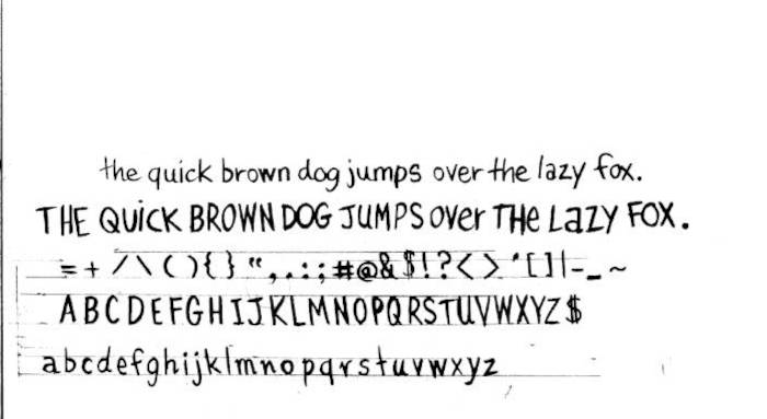 a font written by hand that was scanned and contrasted