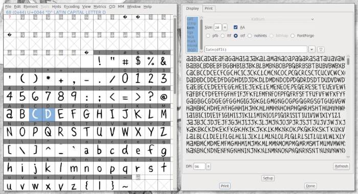 a screenshot of font forge showing how to apply kerning to various letter pairs
