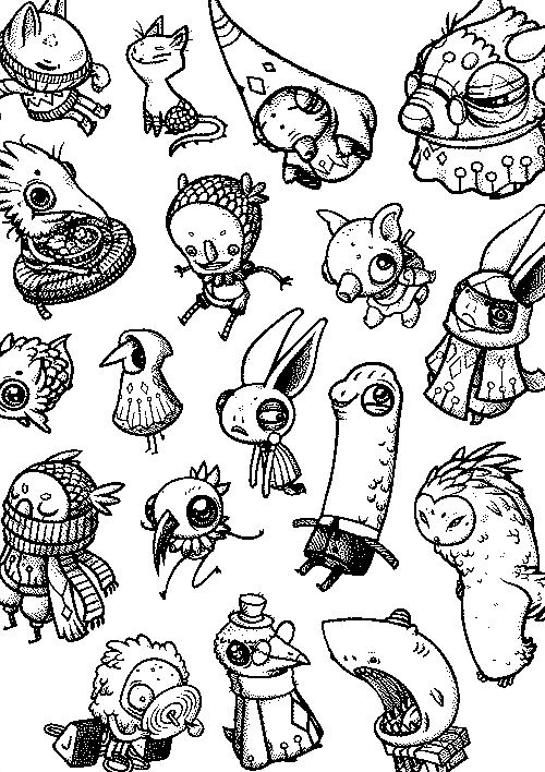 Oquonie game promo art illustration, Hundredrabbits project
